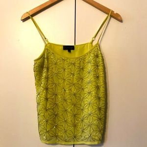 Topshop green beaded crop cami